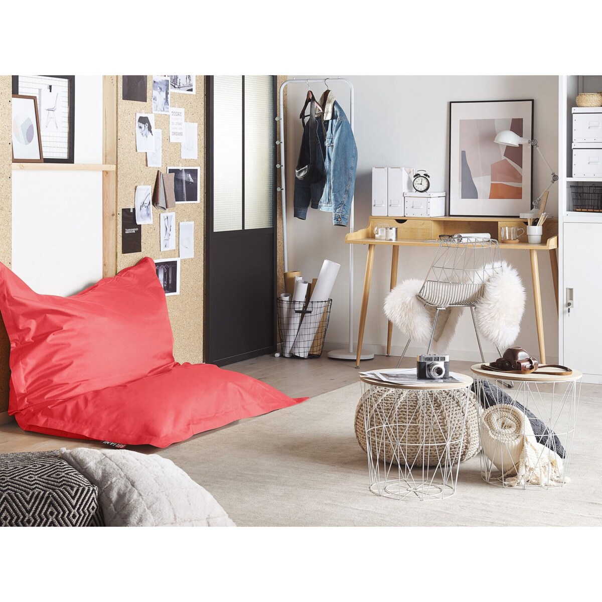 Pufa worek 140 x 180 cm czerwony FUZZY