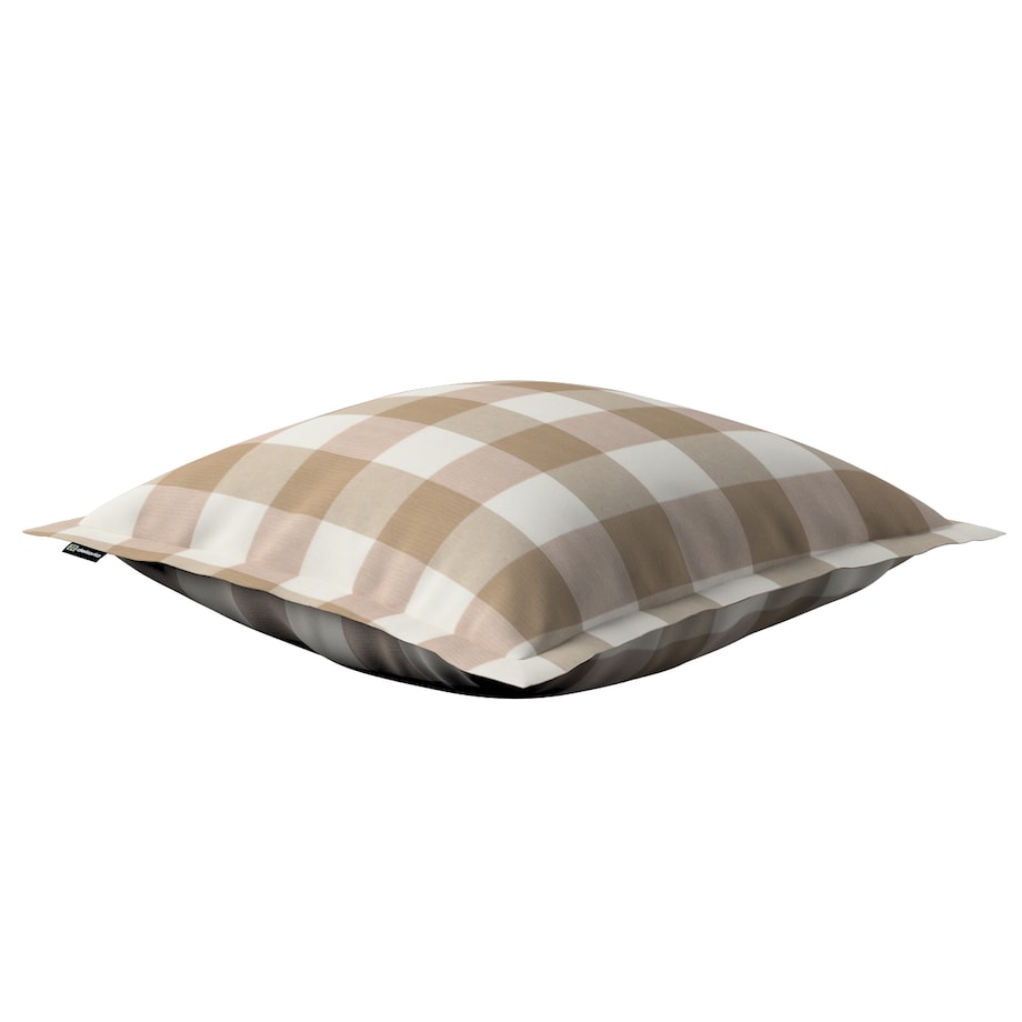 Poszewka Mona na poduszkę 45x45 beżowo-biała krata (5,5x5,5cm)