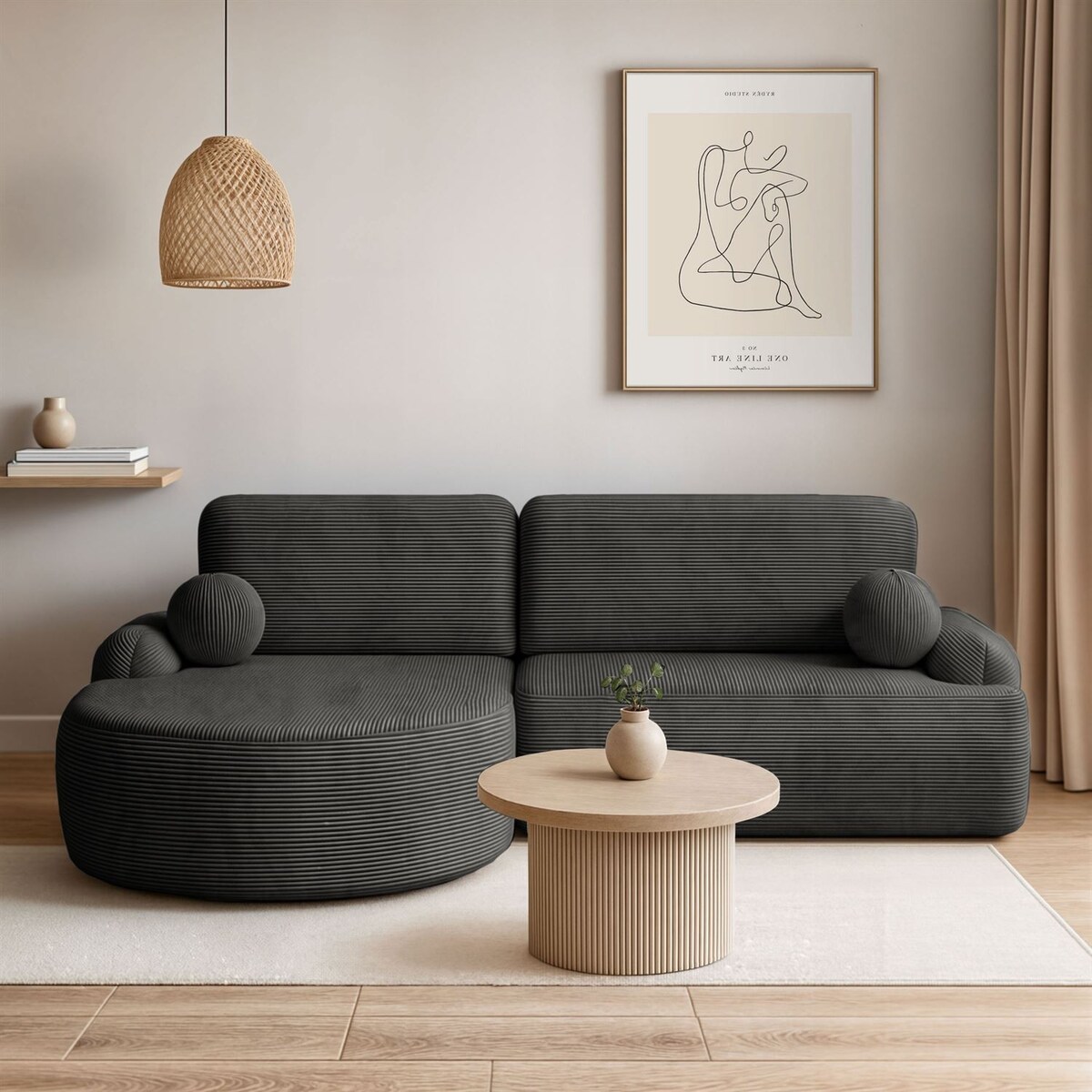 Zaokrąglony narożnik CLEO II z funkcją spania, wersja lewa, Poso 34