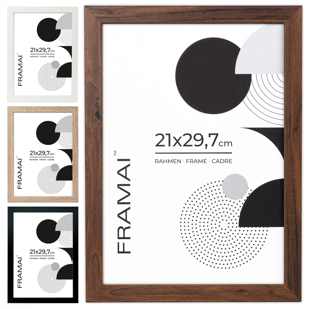 Ramka na zdjęcia 21x29,7 cm brązowa rama MDF z plexi do postawienia powieszenia klasyczna ramka