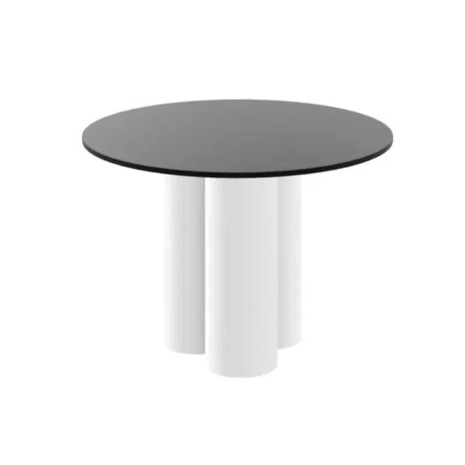 Stół okrągły RAVEO 100x100 czarny mat/biały połysk