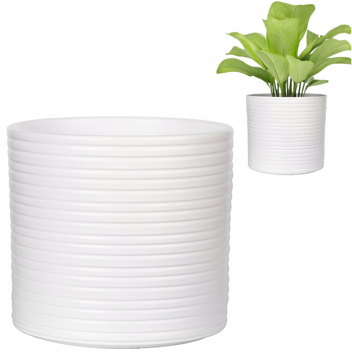 DONICZKA BIAŁA 13cm CERAMICZNA CYLINDER osłonka na balkon taras bonsai