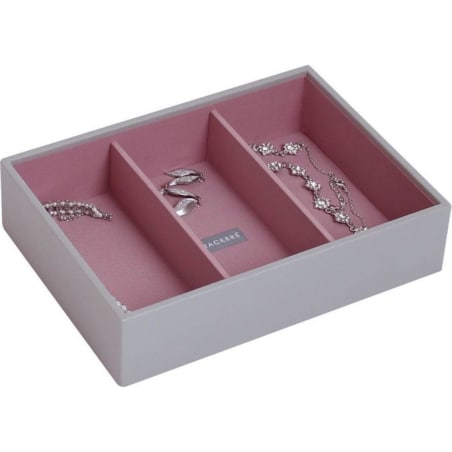 Szkatułka na biżuterię Stackers 3 komorowa classic szaro-różowa