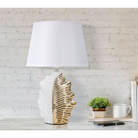 Lampa stołowa z podstawą w kształcie liścia, 30 x 47,5 cm