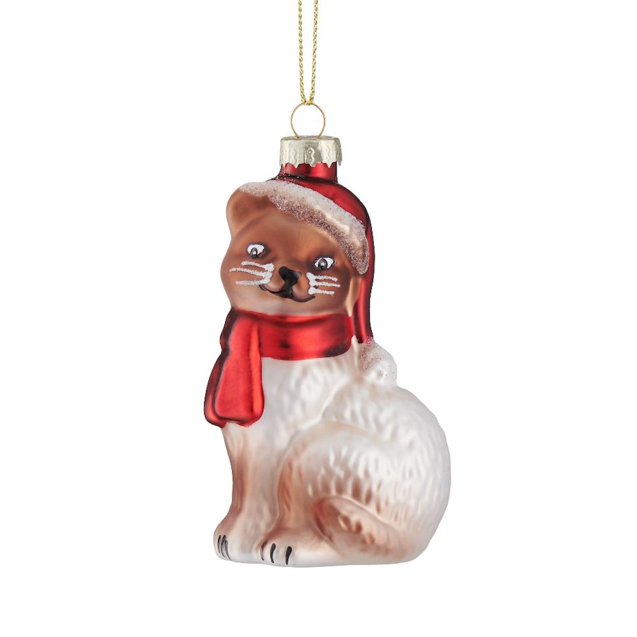 VILLA ITALIA Bombka szklana KOT jasny 9,5 cm