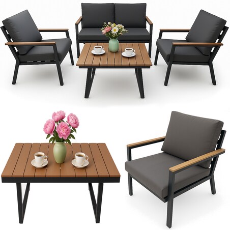 Zestaw Mebli Ogrodowych Komplet 2X Krzesło Sofa Stolik Na Taras Balkon Duży