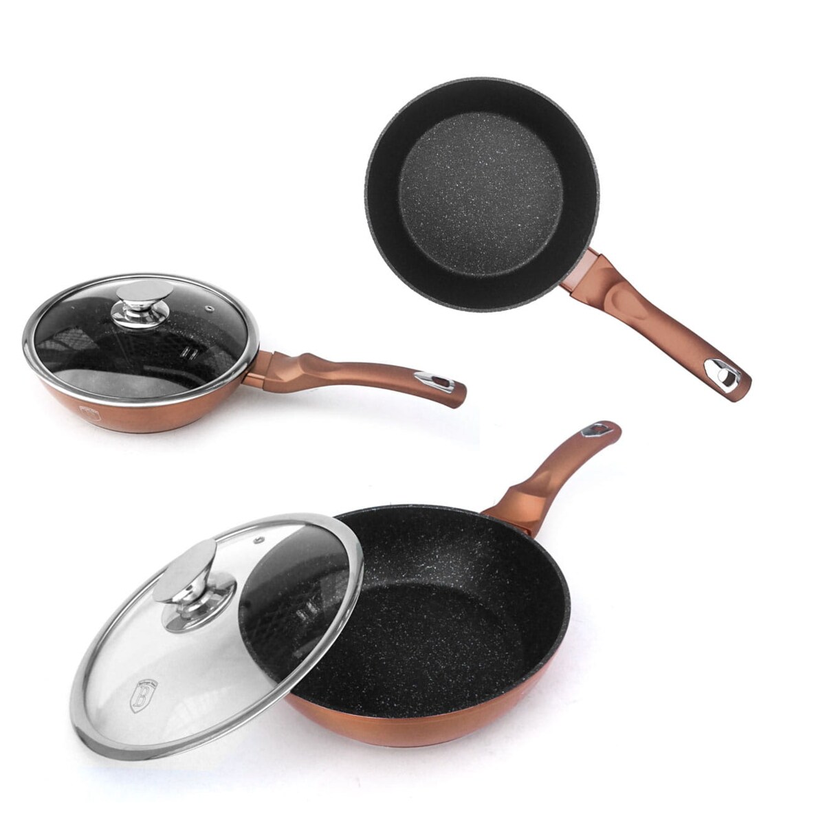 Zestaw 11 elementów garnki, patelnie, pokrywki Rose Gold Berlinger Haus BH-6191
