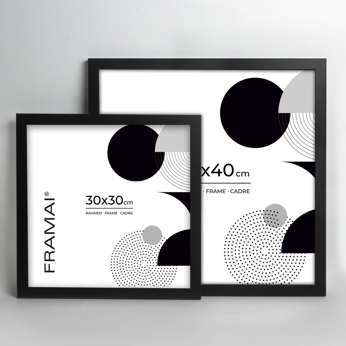 Ramka na zdjęcia 30x30 cm czarna rama MDF z plexi do powieszenia klasyczna kwadratowa ramka FRAMAI