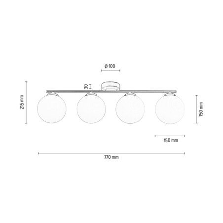 Lampa Sufitowa BRITOP Lighting 4xE14 Max.25W Klasyczne Połączenie Czerni z Białym Szkłem, Polski Producent, 1 szt.