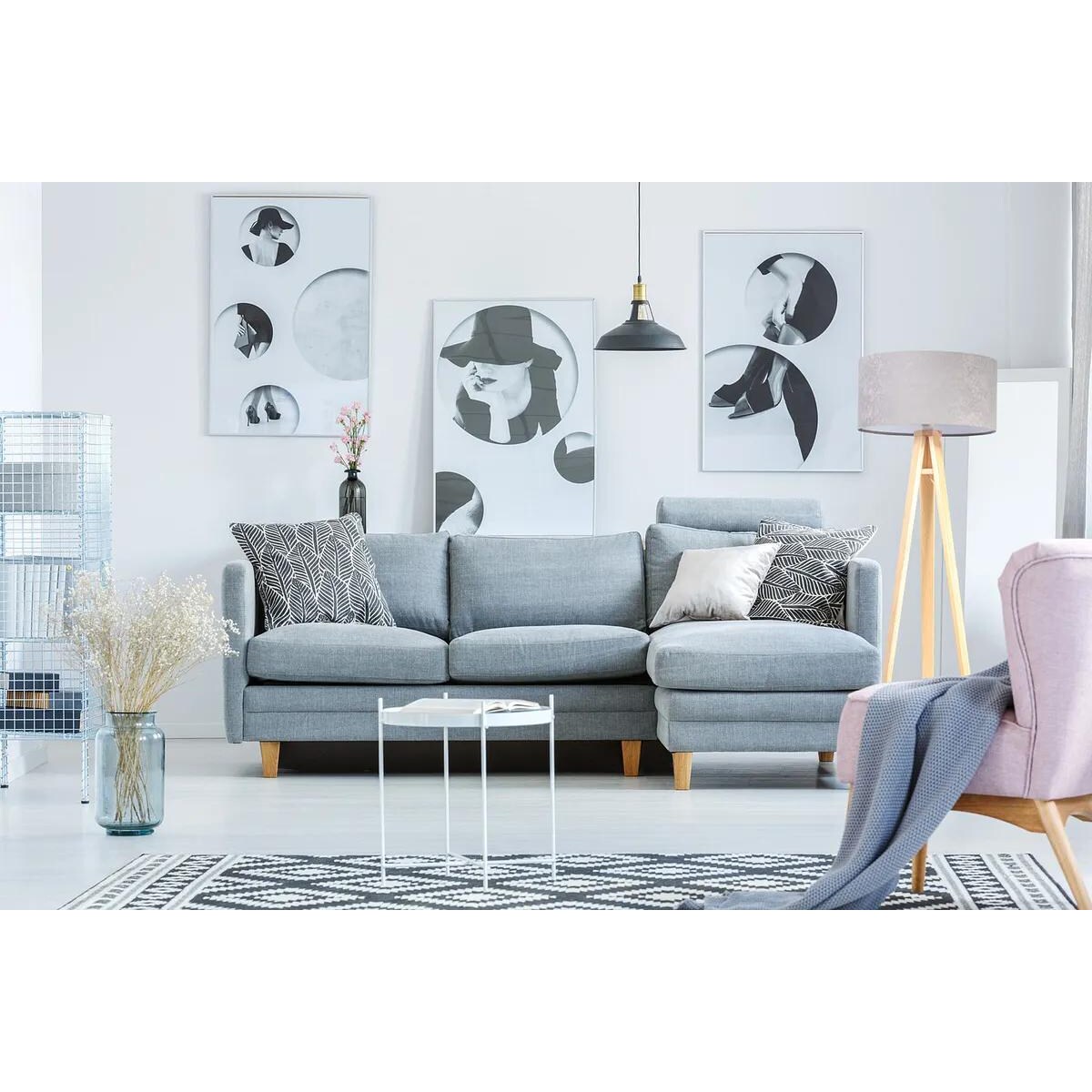 Lampa stojąca HOME 40 szara/biała/sosna