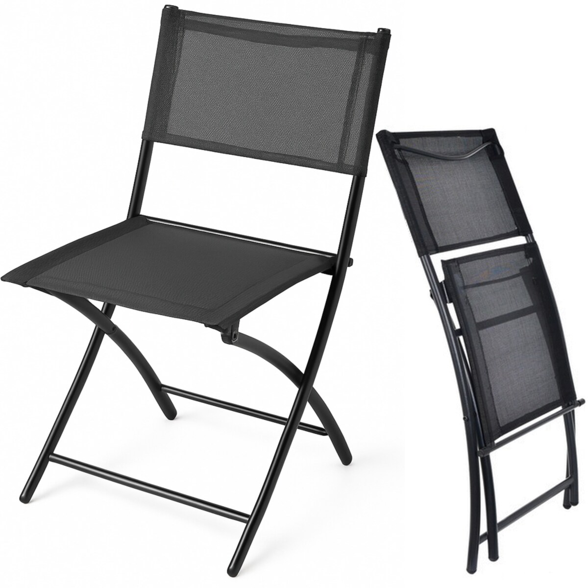 Krzesło balkonowe składane CZARNE ogrodowe