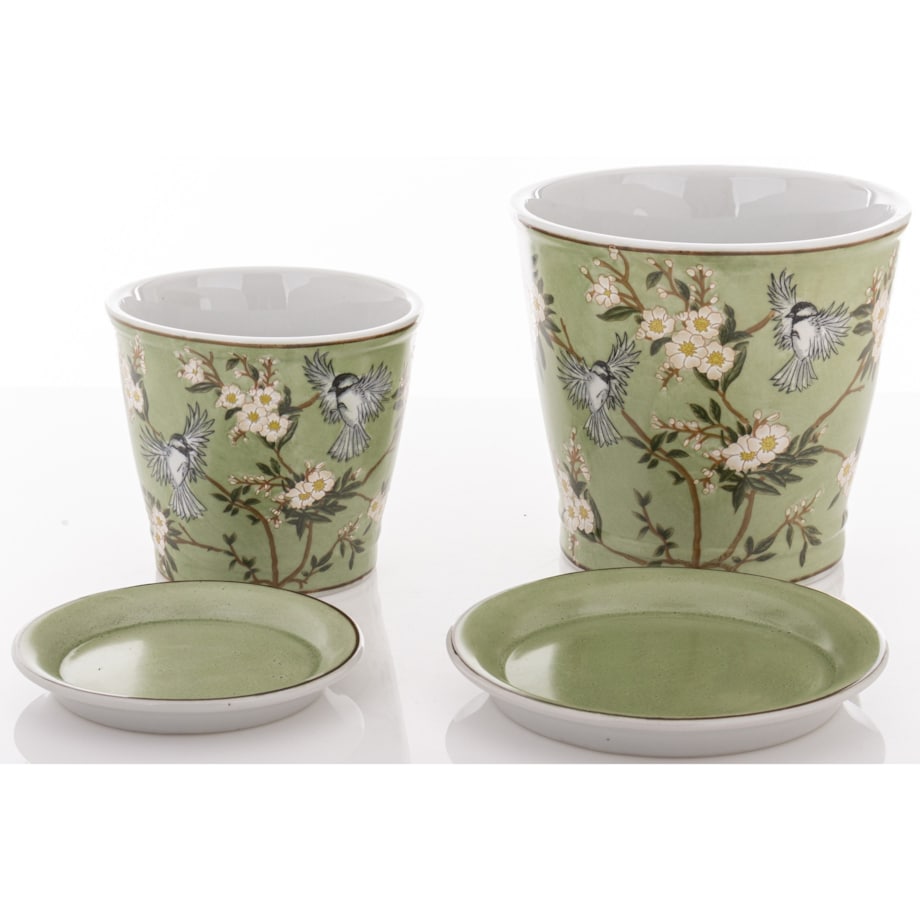 Osłonka porcelanowa 2 szt. 12x13,5x13,5 cm i 16x17,5x17,5 cm PORSELEN-3 z podstawką