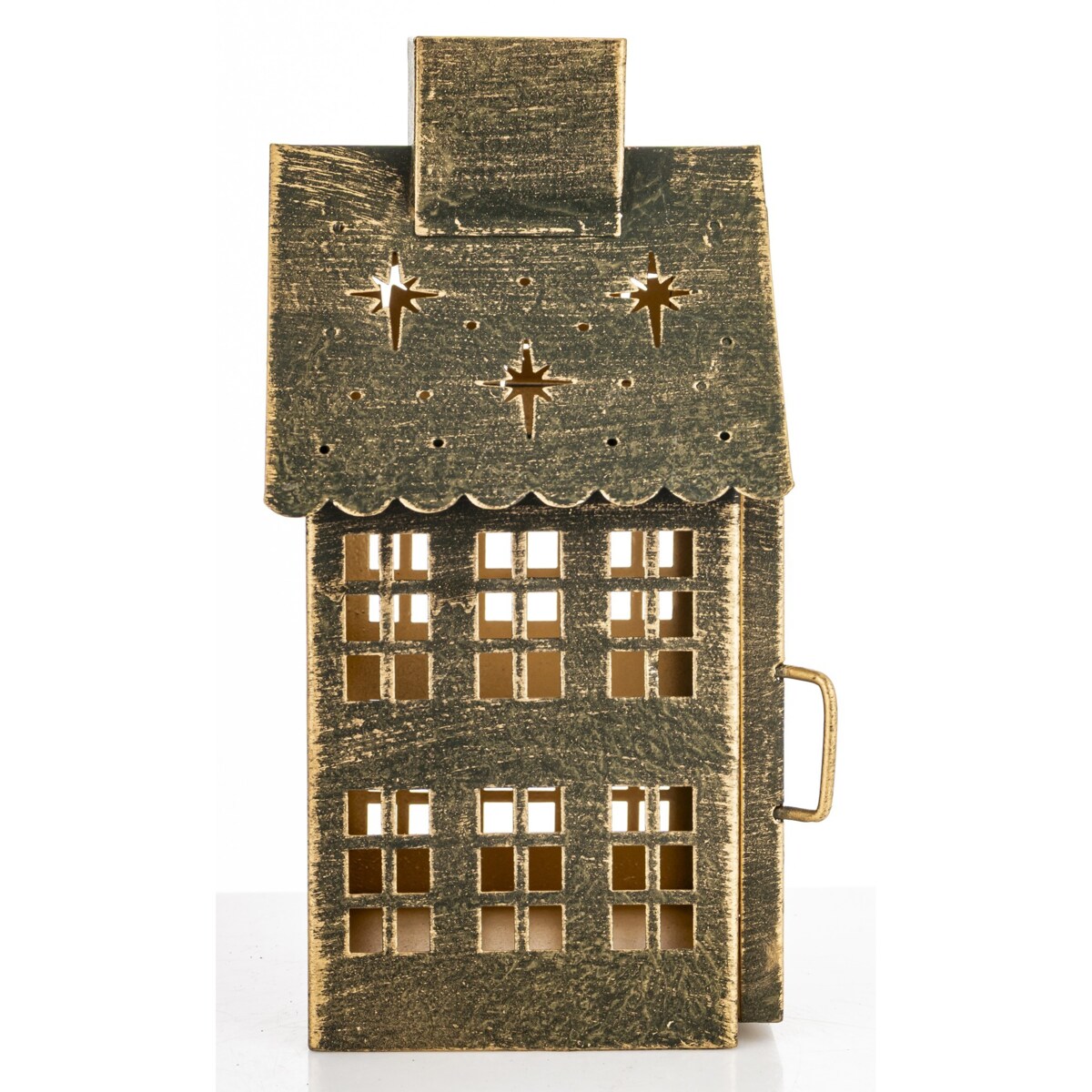 Dekoracja - metalowy domek 20x11,5x10 cm z gwiazdkami MIHNU