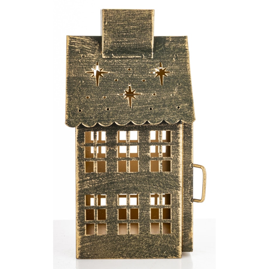 Dekoracja - metalowy domek 20x11,5x10 cm z gwiazdkami MIHNU