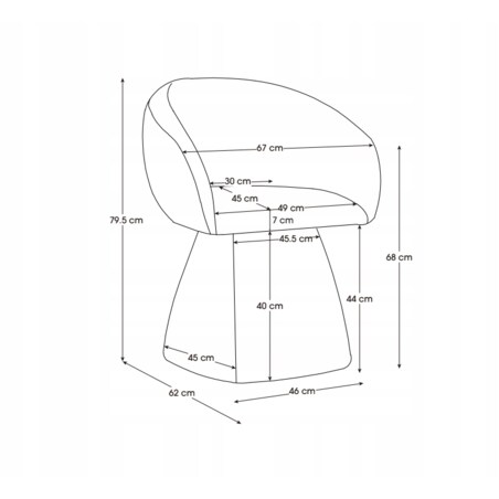 Fotel Obrotowy AUREO Krzesło do Salonu Khaki BOUCLE Nowoczesny Designerski