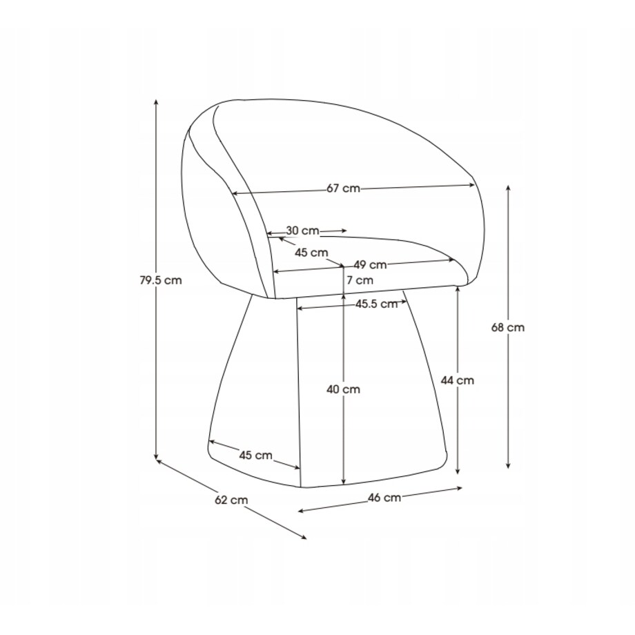 Fotel Obrotowy AUREO Krzesło do Salonu Khaki BOUCLE Nowoczesny Designerski