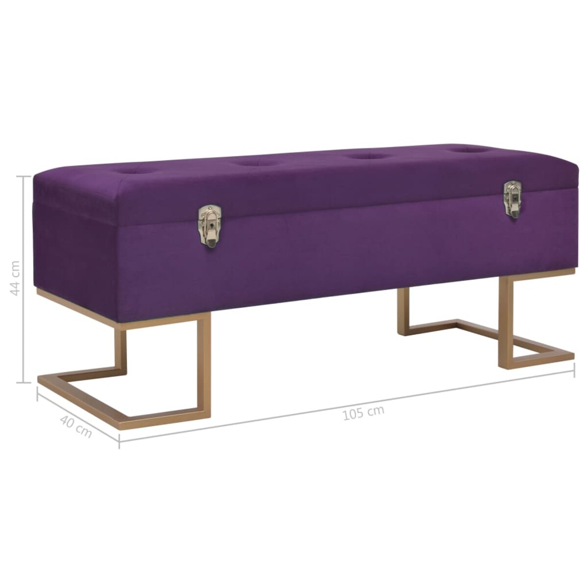 vidaXL Ławka ze schowkiem, 105 cm, fioletowa, aksamitna
