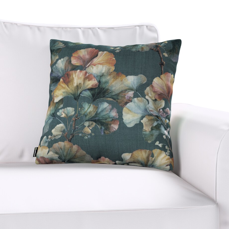 Poszewka Kinga na poduszkę 43x43 liście miłorzębu na granatowym tle