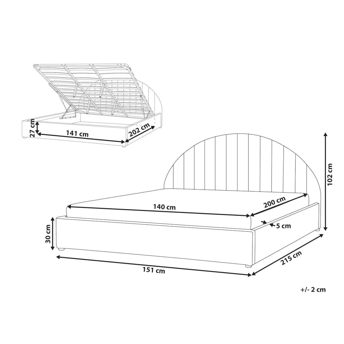 Łóżko z pojemnikiem Boucle CHADENET 140 x 200 cm Brzoskwiniowy