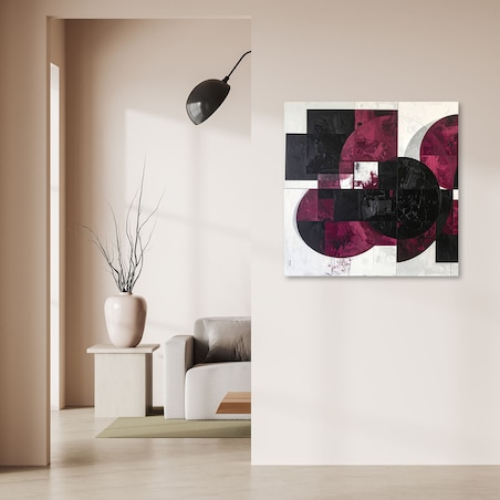 Obraz do salonu biura kuchni, Abstrakcyjne koła kształty kolor burgundowy