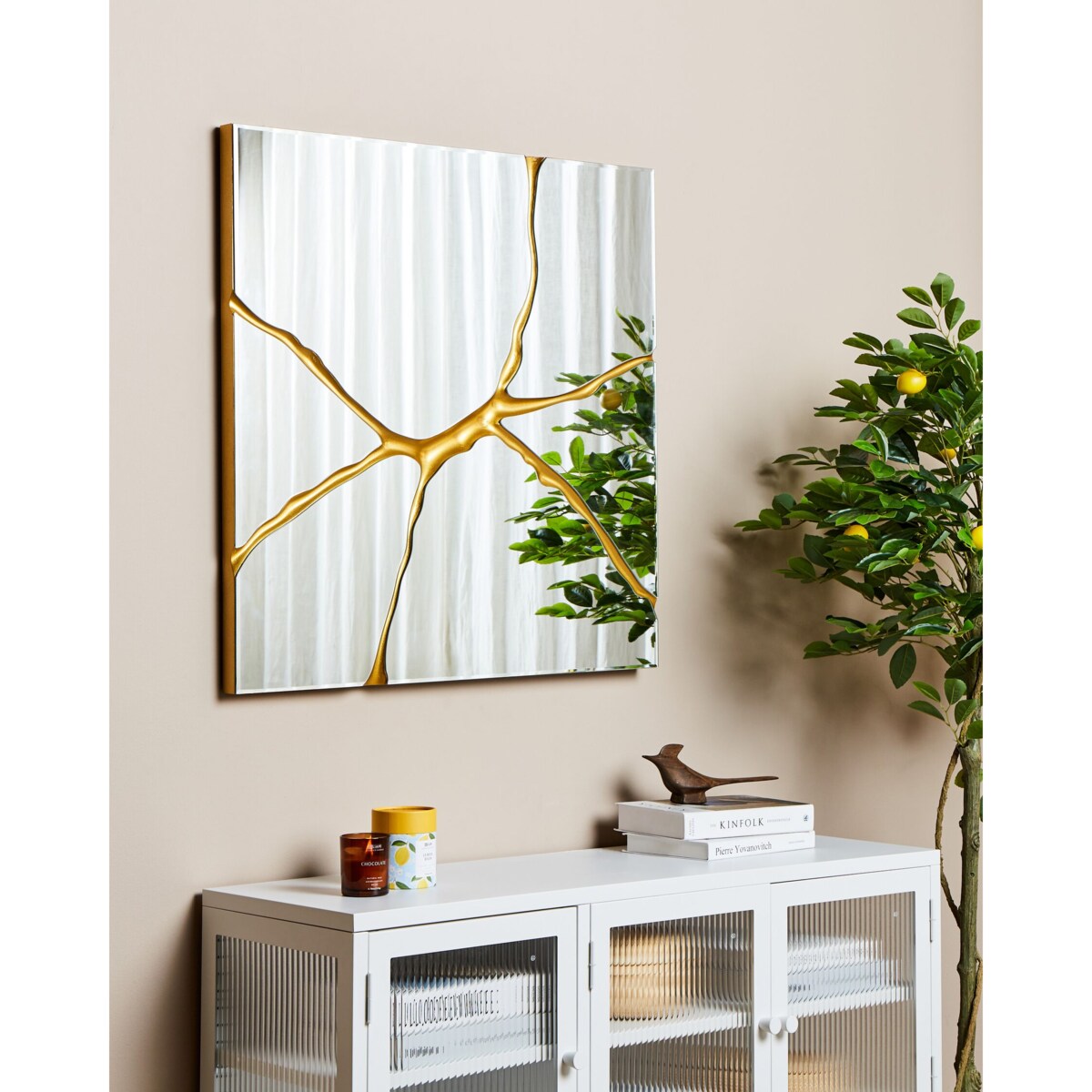 Lustro ścienne 80 x 80 cm złote COOLE