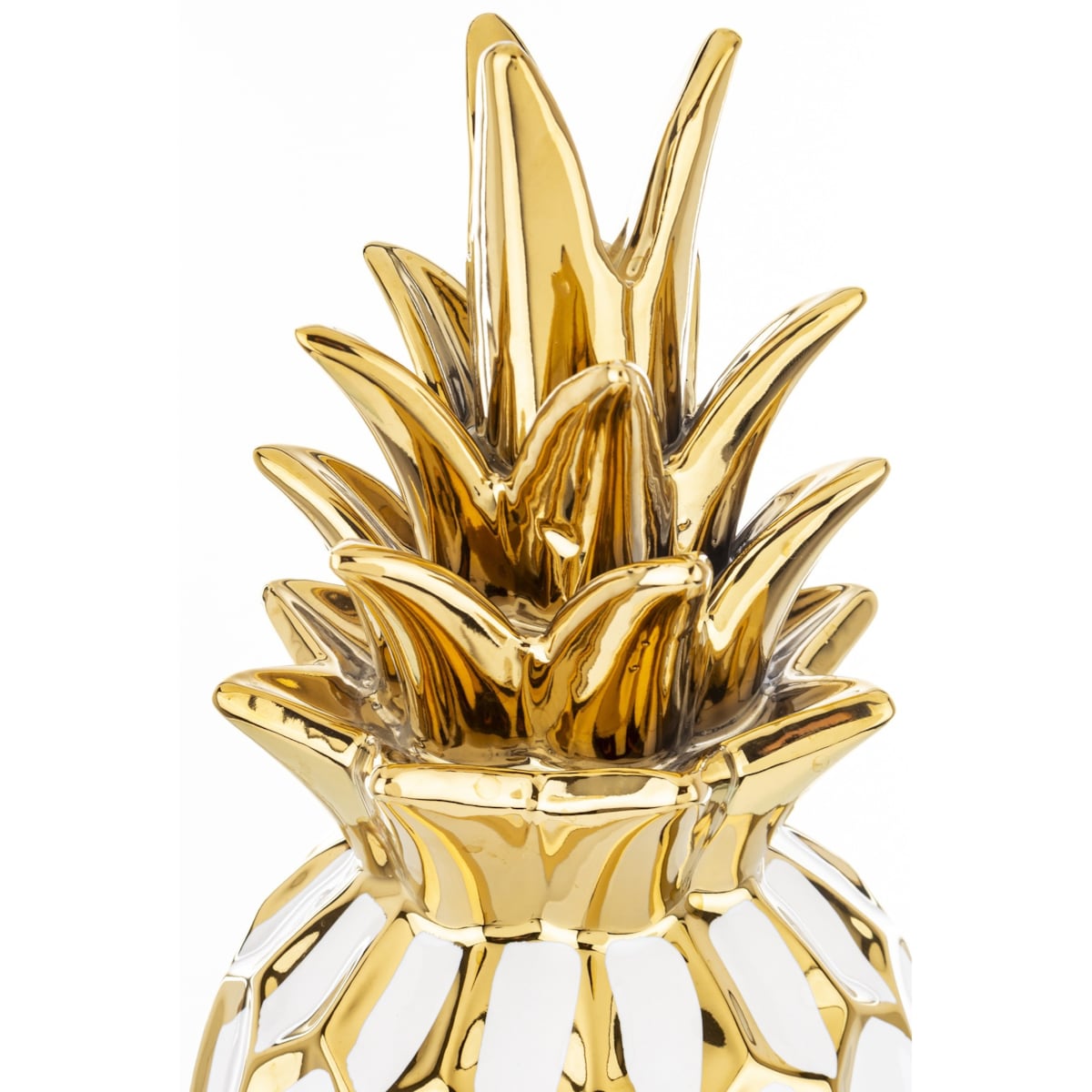 Ananas ceramiczny 31x14 cm PINE biało-złoty