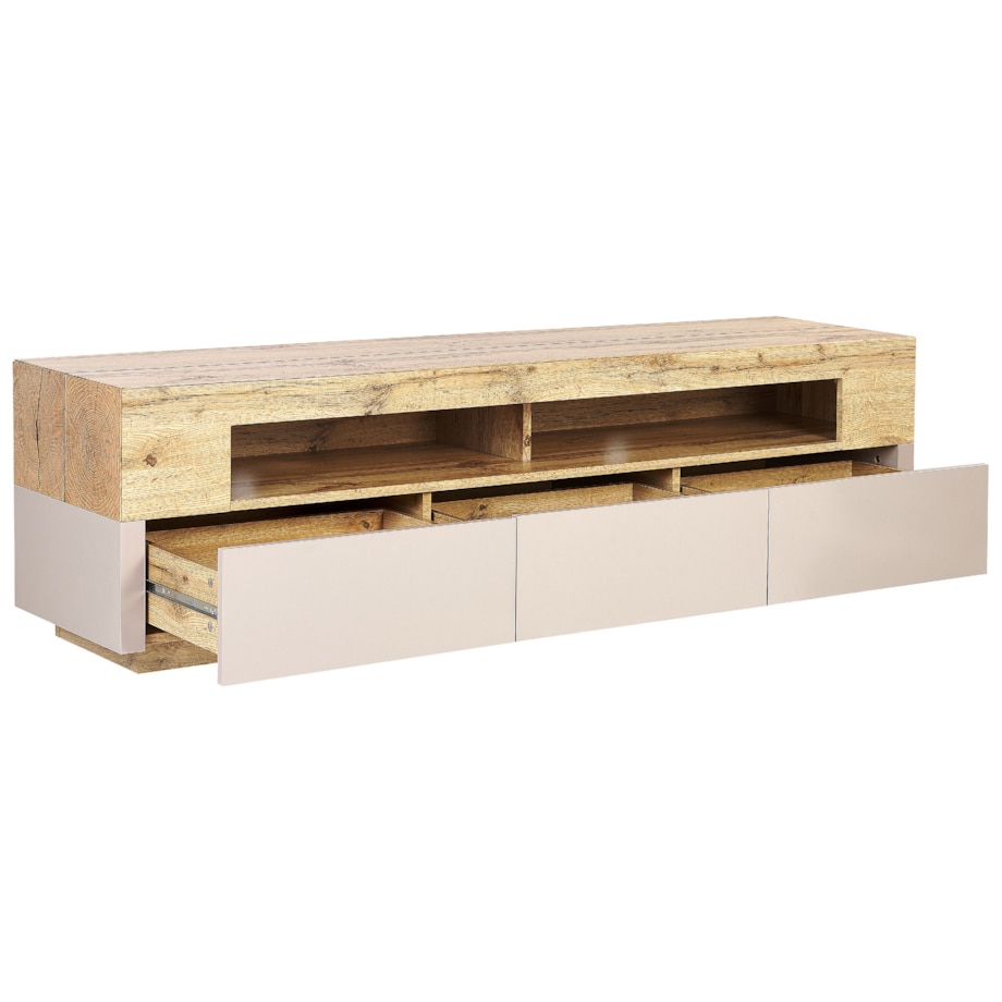 Szafka RTV jasne drewno z beżowym ANTONIO