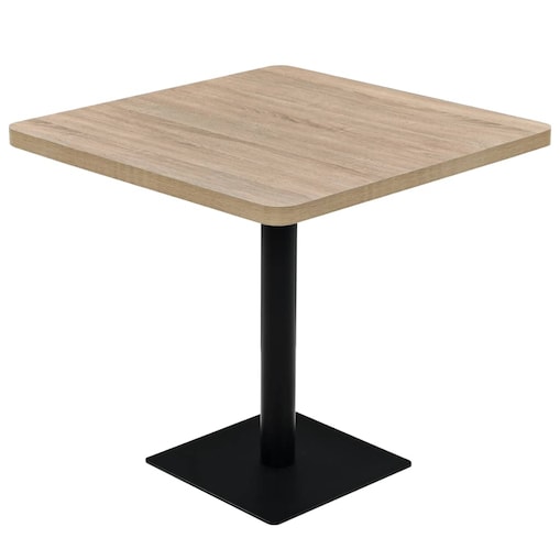 vidaXL Stolik bistro z MDF na stalowej podstawie, 80x80x75 cm, dębowy