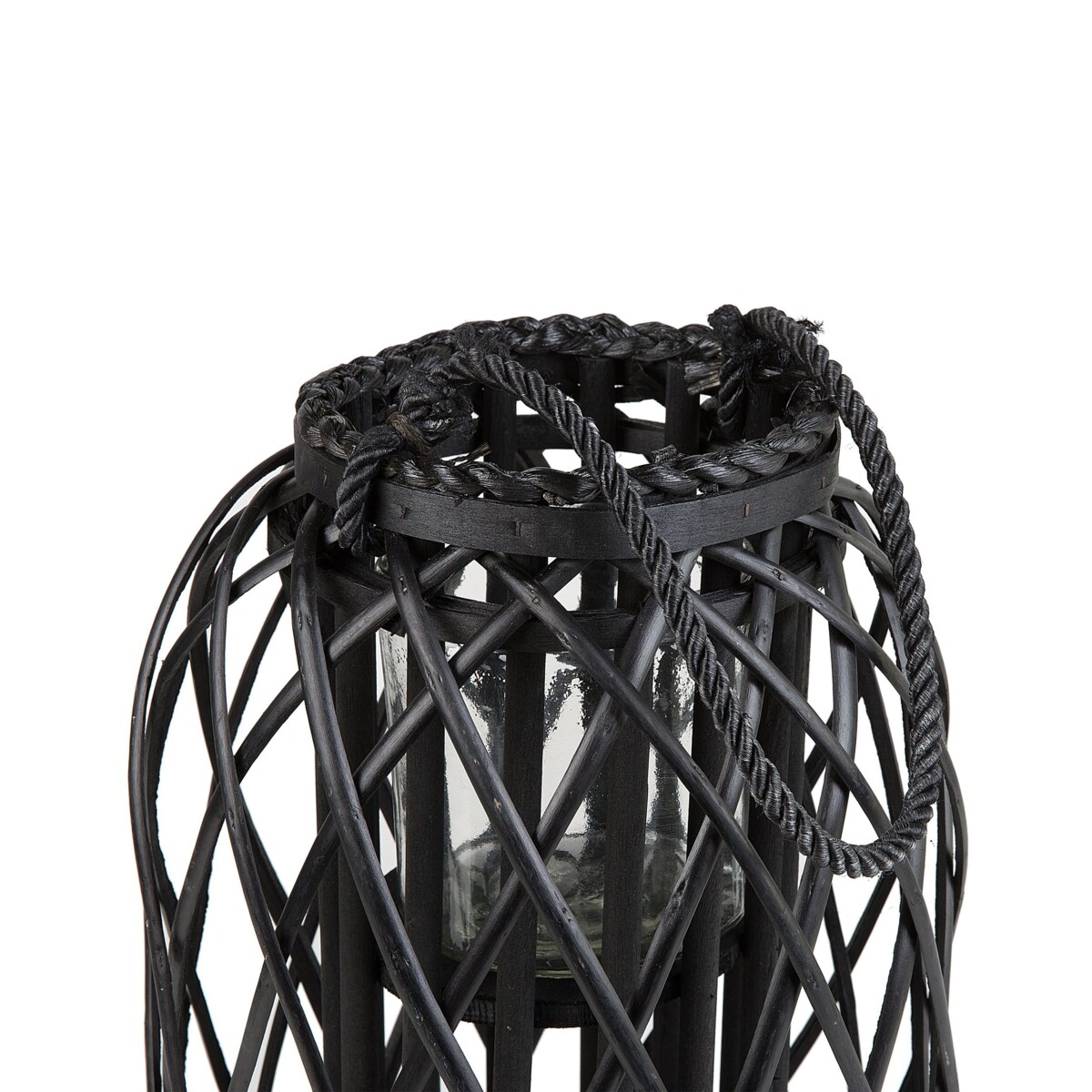 Lampion drewniany 40 cm czarny MAURITIUS