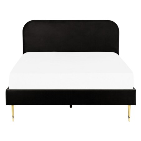 Łóżko welurowe 140 x 200 cm czarne FLAYAT