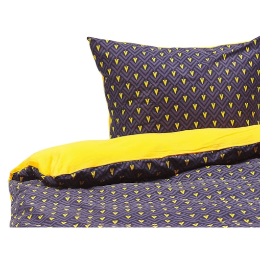 Komplet pościeli bawełnianej satynowej w jodełkę 135 x 200 cm niebiesko-żółty WALLINGFORD