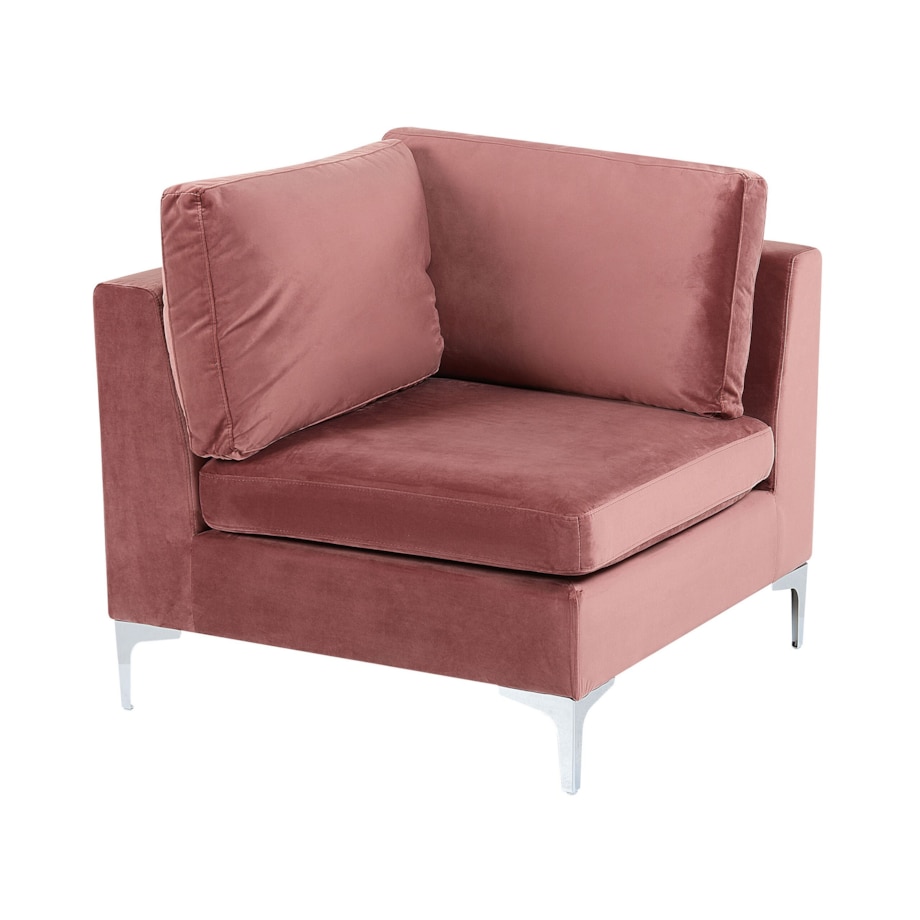 Sofa modułowa EVJA Welur Różowy z otomaną dla 3 osób