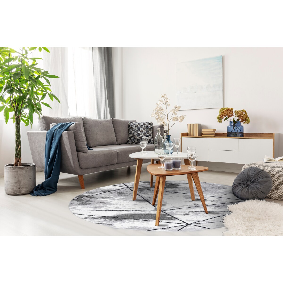 Dywan nowoczesny COZY Polygons Koło, koło 200 cm