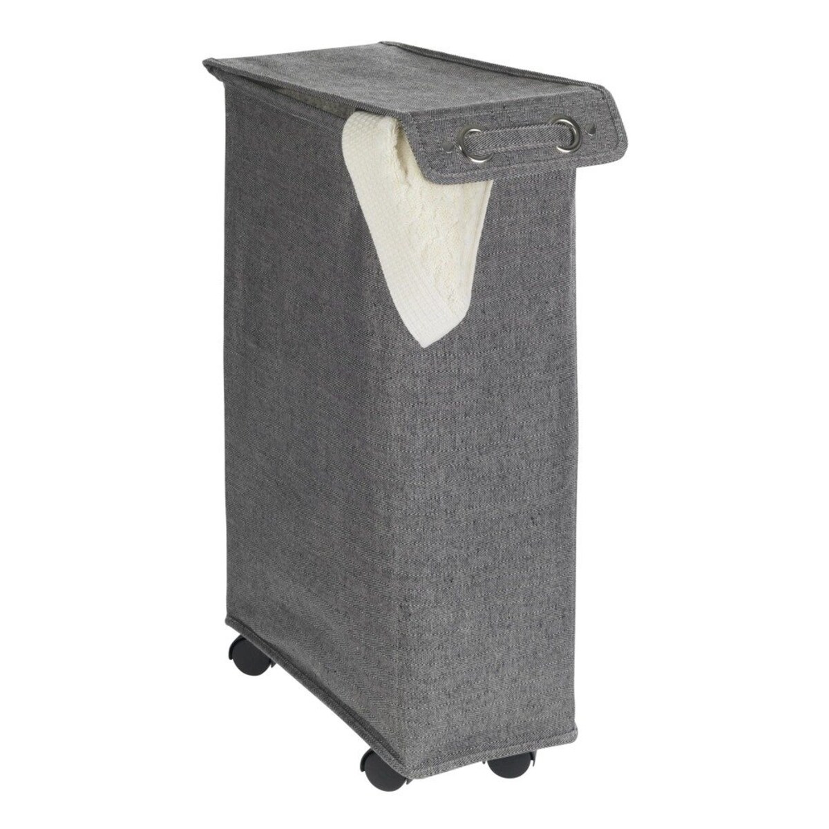 Kosz na pranie z pokrywą i kółkami, wąski pojemnik tekstylny, WENKO