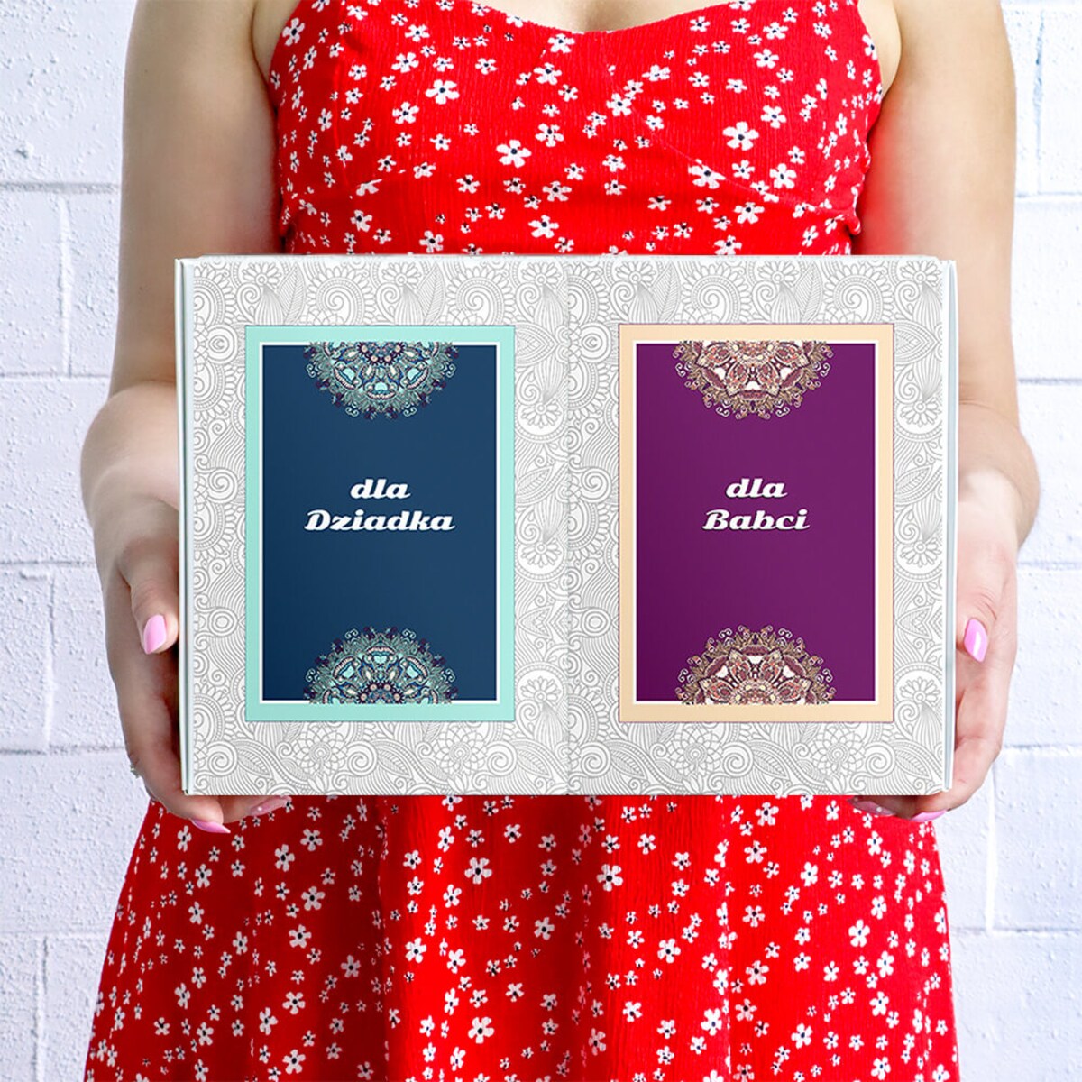 Gotowy zestaw prezentowy Box z kawą dla Babci i Dziadka kawa aromatyzowana mix różne smaki czekolada 2 szt. prezent upominek na Dzień Babci i Dziadka