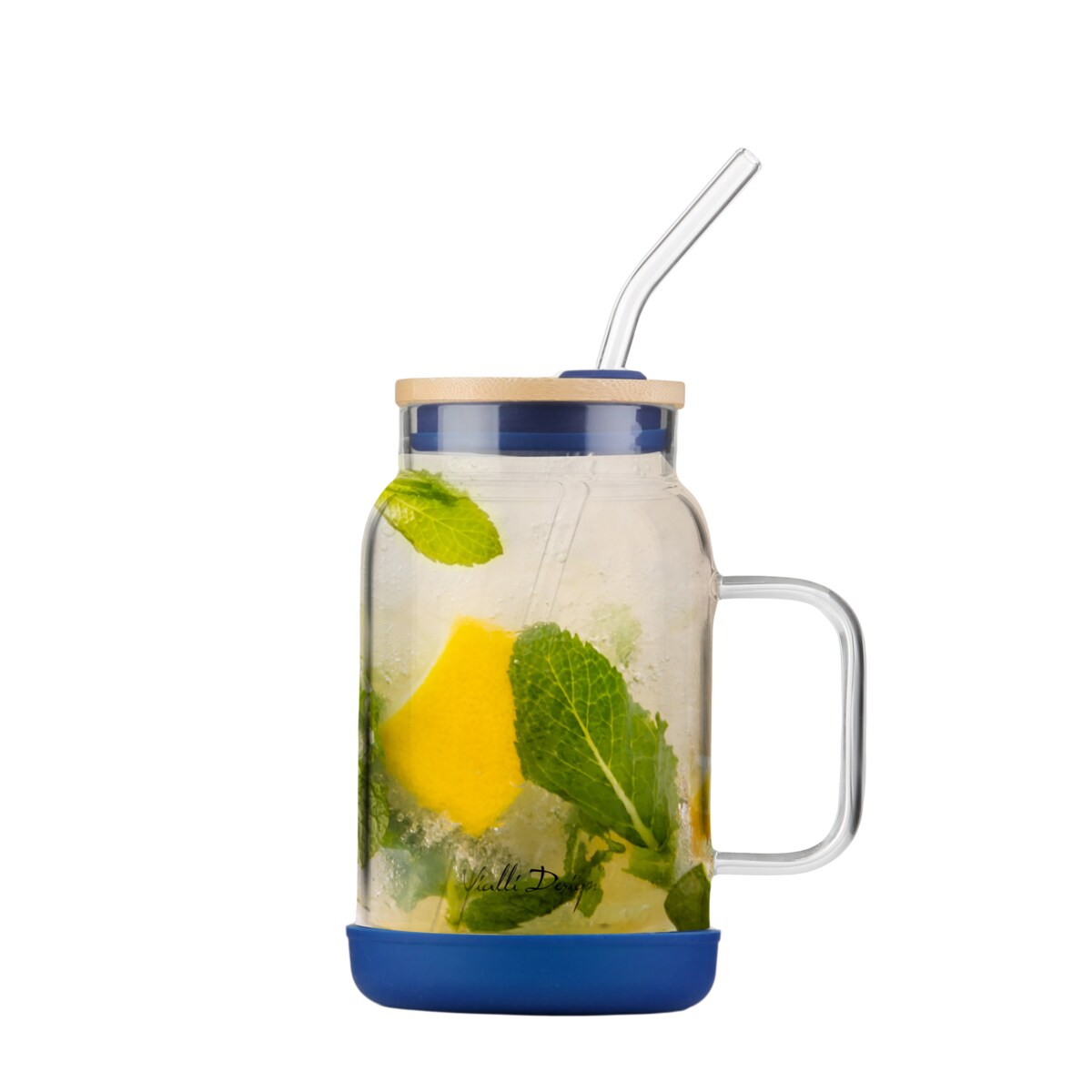 Słoik ze słomką 600 ml granatowy Fuori 29811