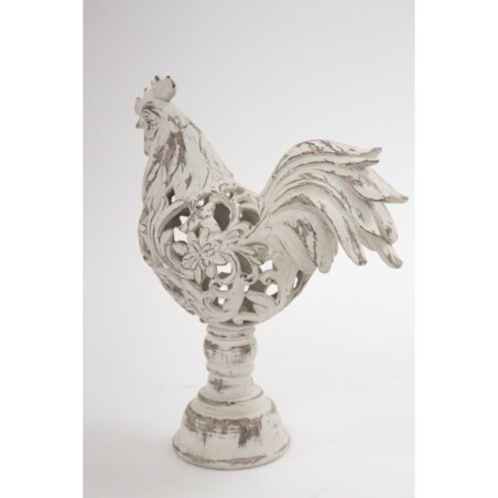 Dekoracja - szaro-brązowy KOGUT 29x21x10,5 cm ażurowy