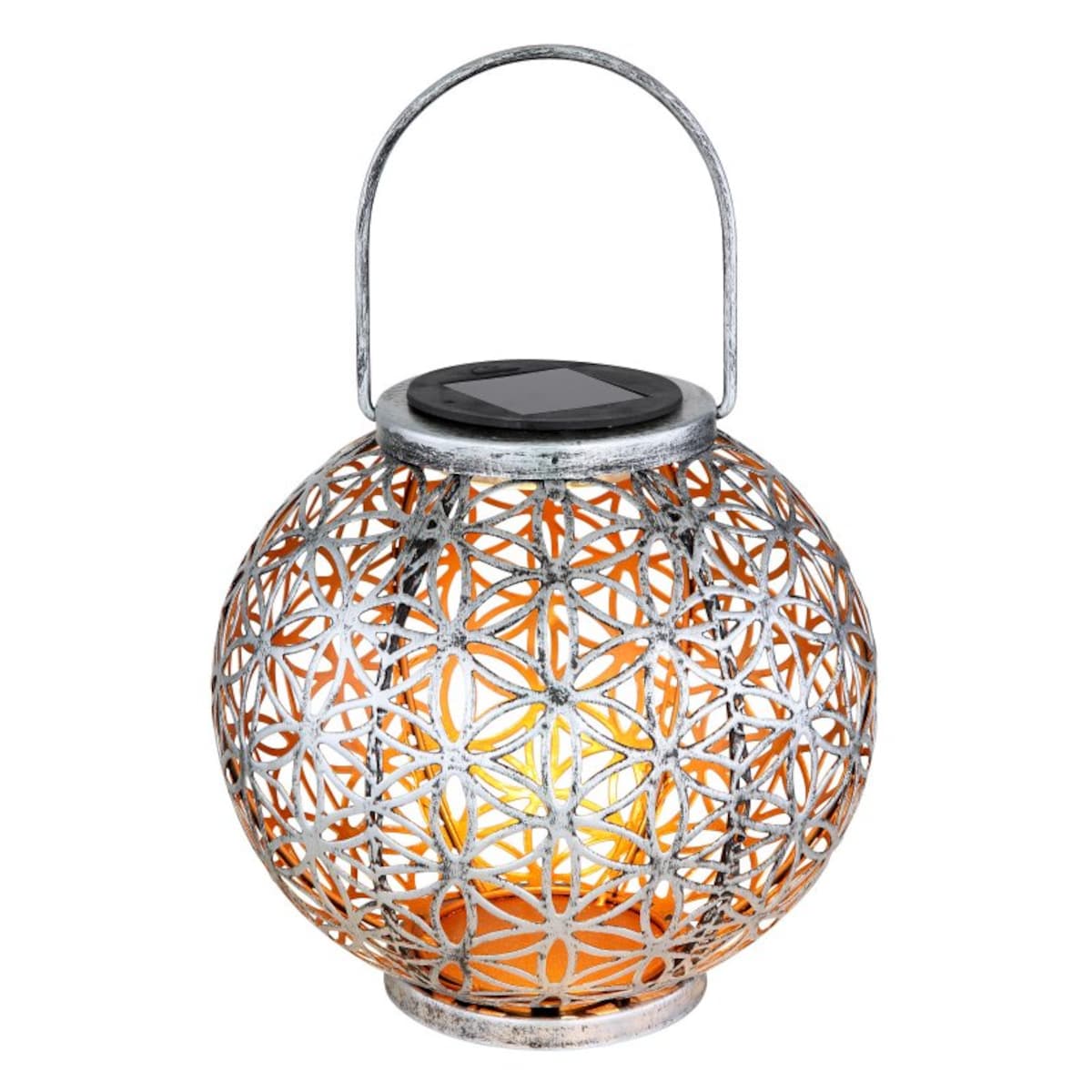 Lampa solarna przenośna LED Globo 36741 0,06W IP44 srebrna metalowa do ogrodu tarasu ciepłe światło 3000K
