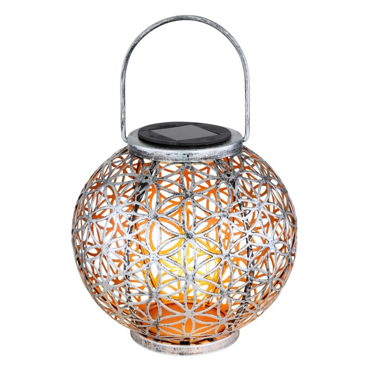 Lampa solarna przenośna LED Globo 36741 0,06W IP44 srebrna metalowa do ogrodu tarasu ciepłe światło 3000K