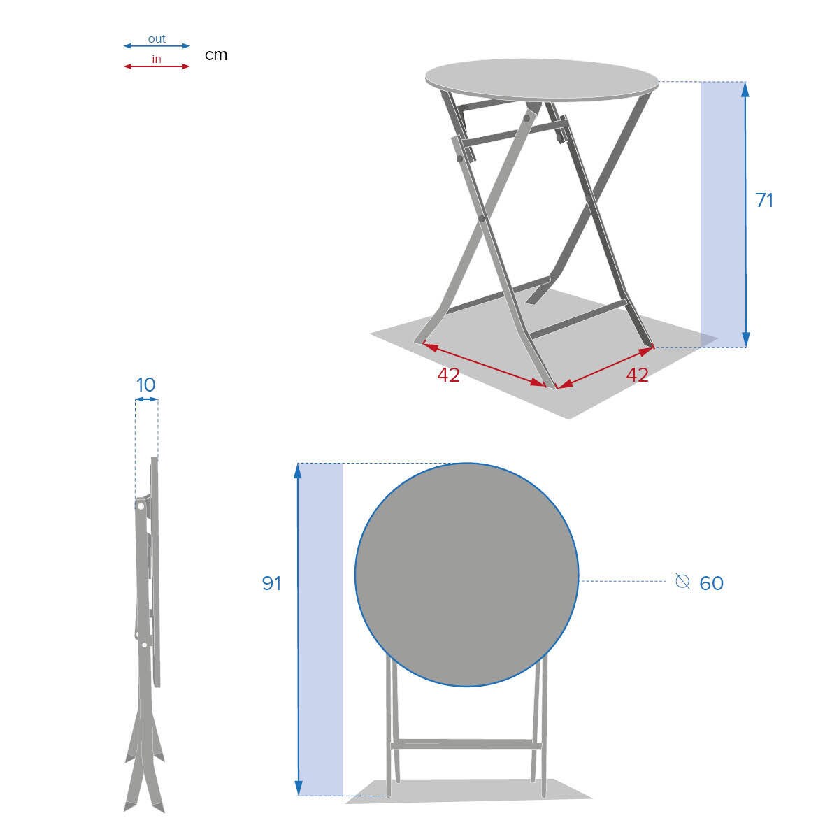Stolik ogrodowy okrągły GREENSBORO, Ø 60 cm