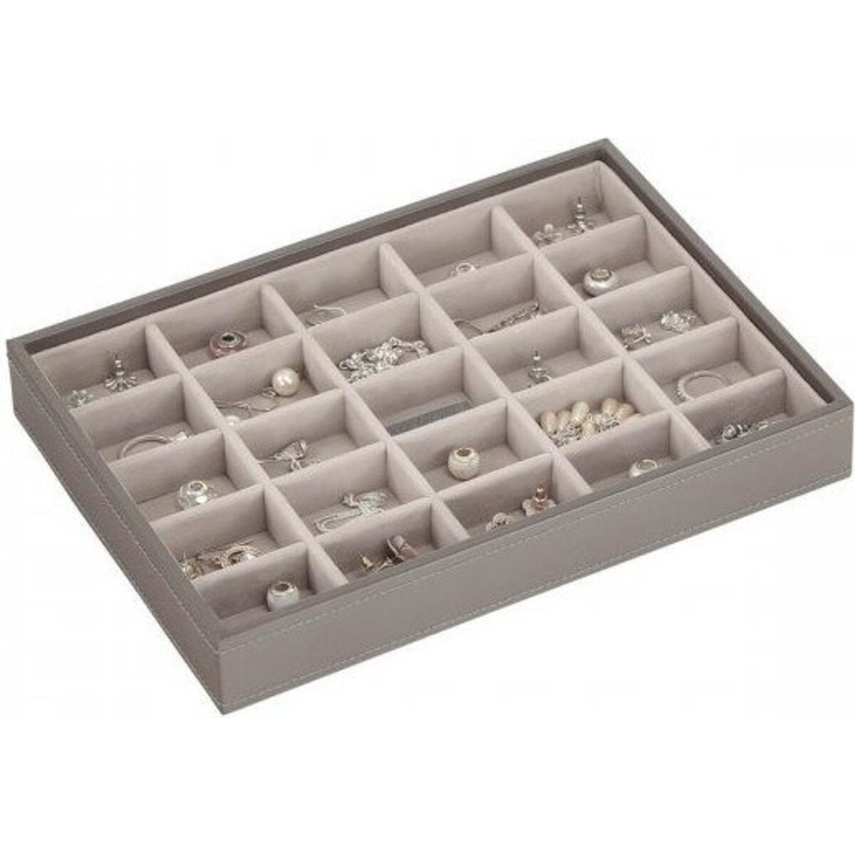 Szkatułka na biżuterię Stackers 25 komorowa classic szaro-beżowa