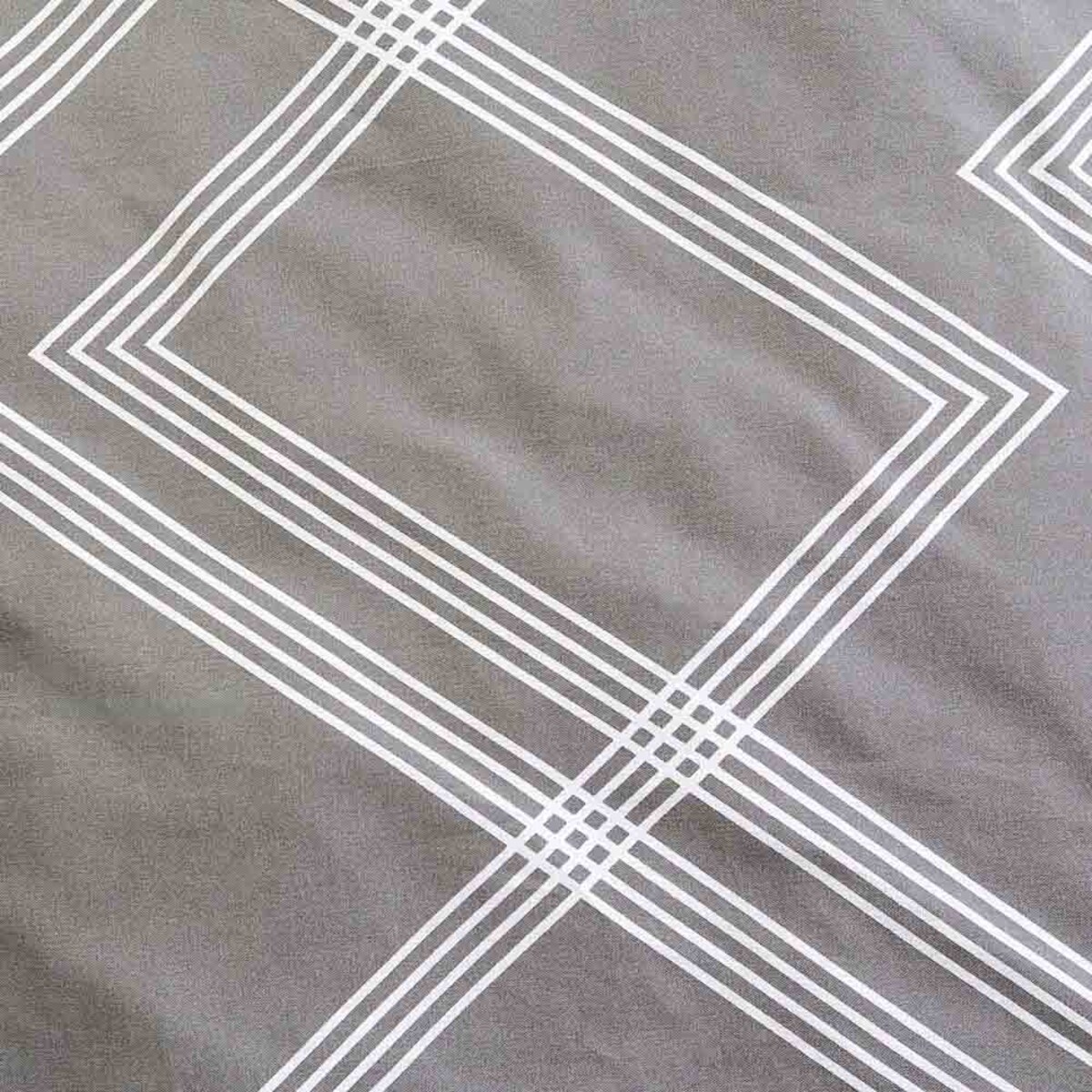 Pościel bawełniana 140x200 Geline szara w minimalistyczne geometryczne białe linie, Cottonlove