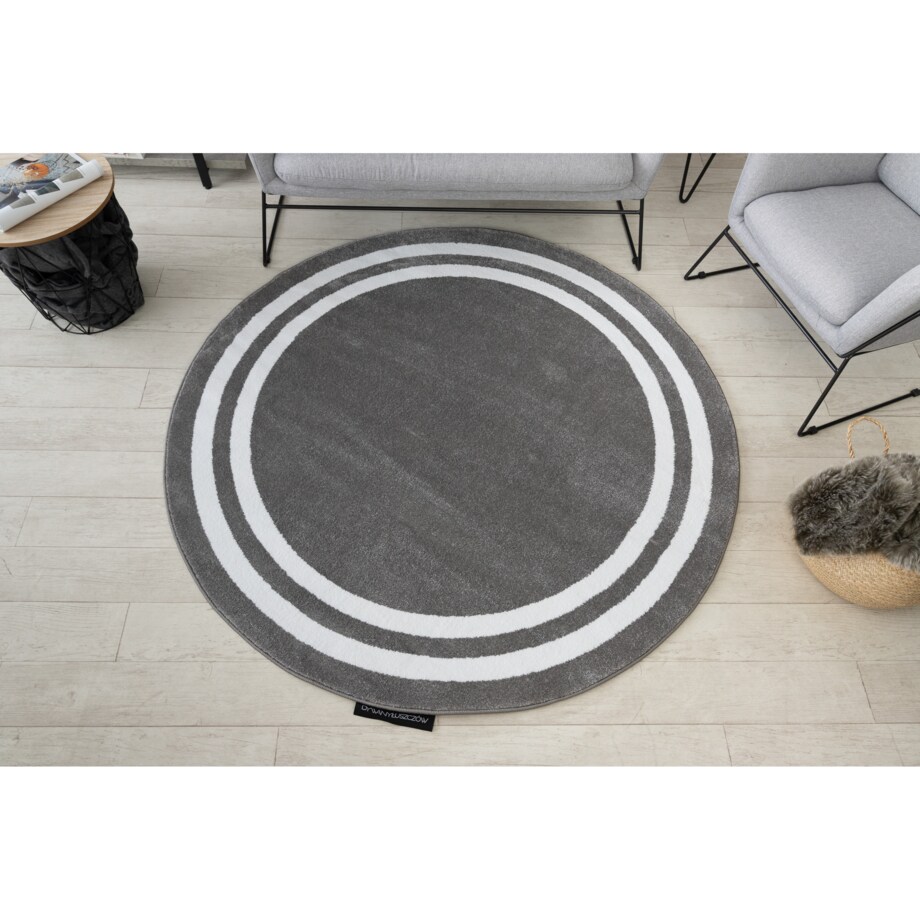 Dywan HAMPTON Ramka koło szary koło 120 cm