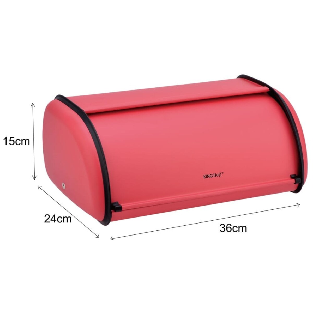Chlebak stalowy mały 36cm czerwony matowy pojemnik na chleb pieczywo bułki KINGHOFF