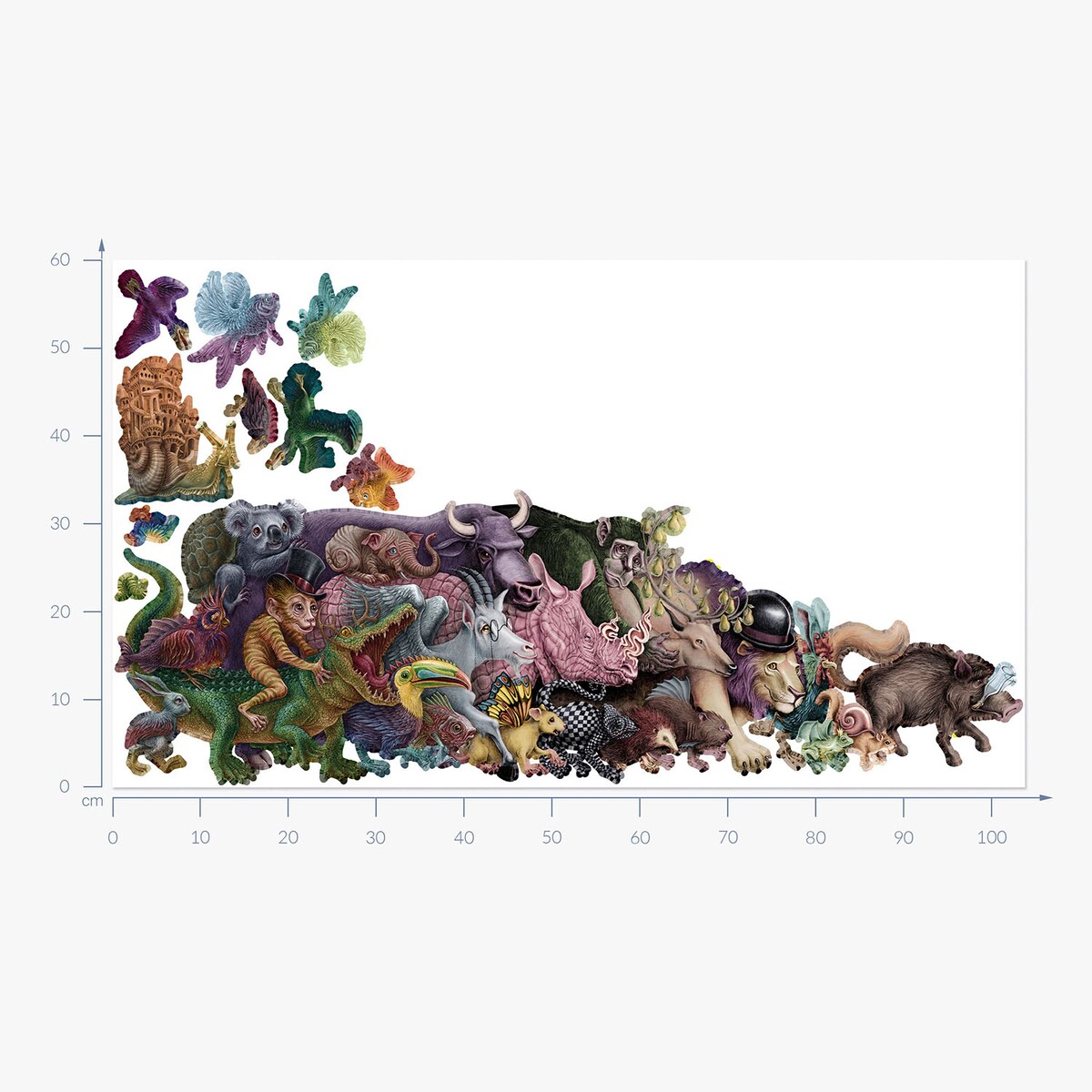 Zestaw naklejek na ścianę, Magiczne stworzenia, 60cm