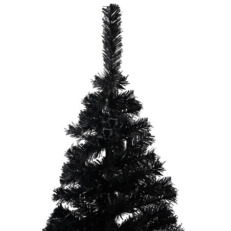 vidaXL Sztuczna choinka z lampkami i bombkami, czarna, 240 cm, PVC