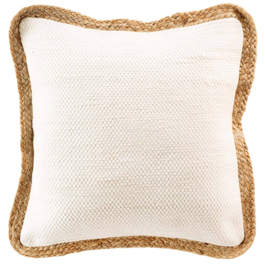 Poduszka dekoracyjna z jutową lamówką, 45 x 45 cm