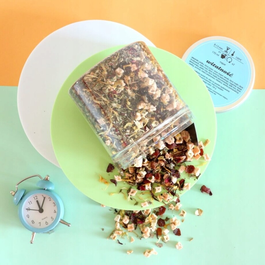 Herbata ziołowa WITALNOŚĆ o smaku czerwonych owoców z miętą PREMIUM Cup&You - herbata liściasta sypana mieszanka napar susz - gotowa na prezent upominek