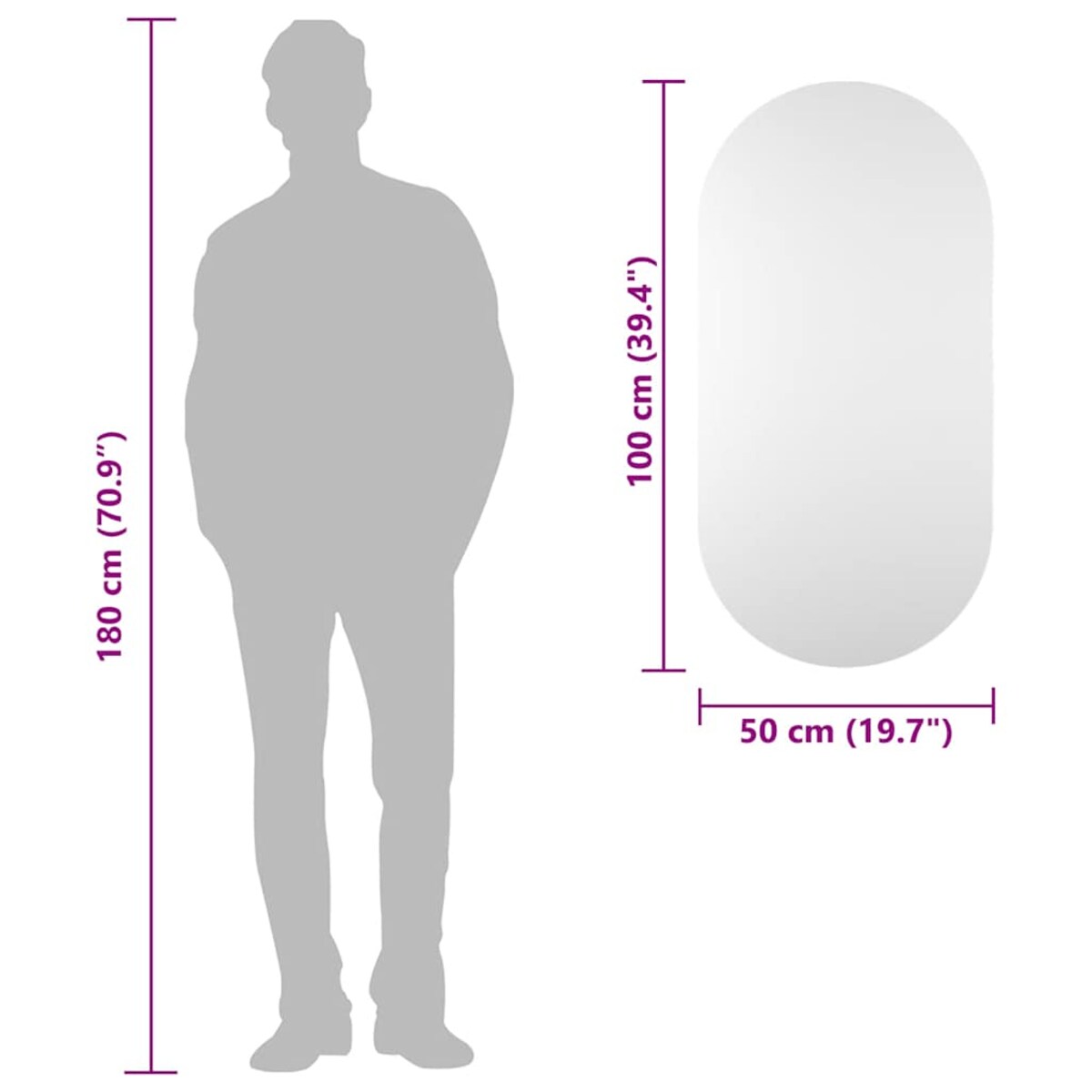 vidaXL Lustro, 100x50 cm, szklane