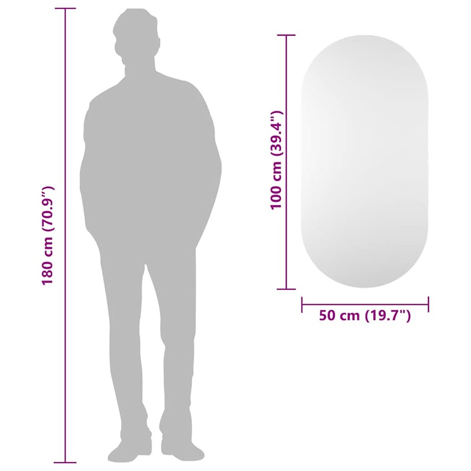 vidaXL Lustro, 100x50 cm, szklane